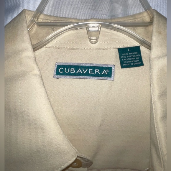 Cubavera Men's Sz L Button Front Short Sleeve Polyester Rayon Tan Shirt NWT - Picture 3 of 6